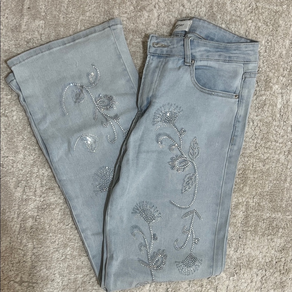 Monday Embellished Light Blue Jeans
